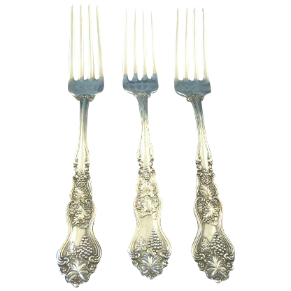 Moselle dinner forks 7 1/2" American silver co. silver plated (3) Moselle dinner forks 7 1/2" American silver co. silver plated (3)