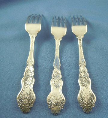 Moselle dinner forks 7 1/2" American silver co. silver plated (3) Moselle dinner forks 7 1/2" American silver co. silver plated (3)