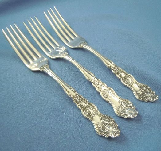 Moselle dinner forks 7 1/2" American silver co. silver plated (3) Moselle dinner forks 7 1/2" American silver co. silver plated (3)