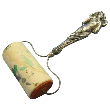 Art nouveau ink roller nude female sterling silver Art nouveau ink roller nude female sterling silver