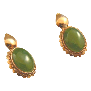 Jade siberian 14k rose gold pierced earrings Jade siberian 14k rose gold pierced earrings