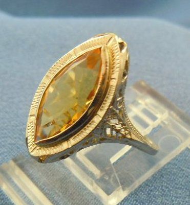 Citrine marquise 14k white gold openwork ring Citrine marquise 14k white gold openwork ring