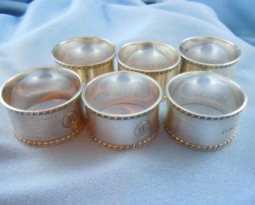 Sterling napkin rings Sheffield hallmarked Poston Products Ltd (6) Sterling napkin rings Sheffield hallmarked Poston Products Ltd (6)