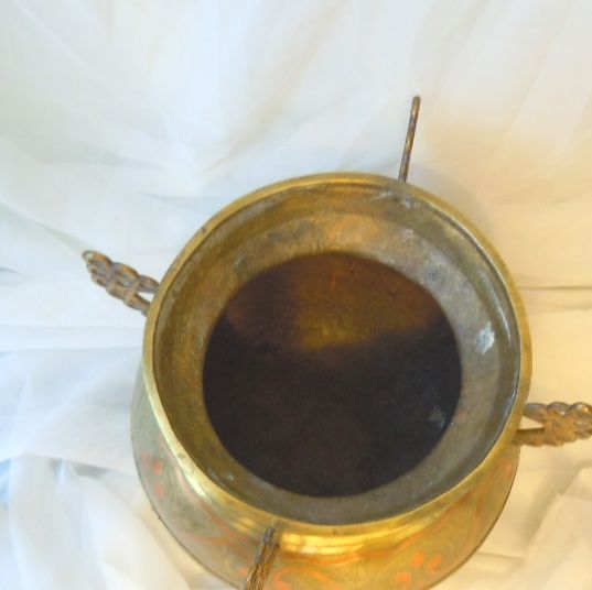 Vase Asian brass with inlay large Vase Asian brass with inlay large