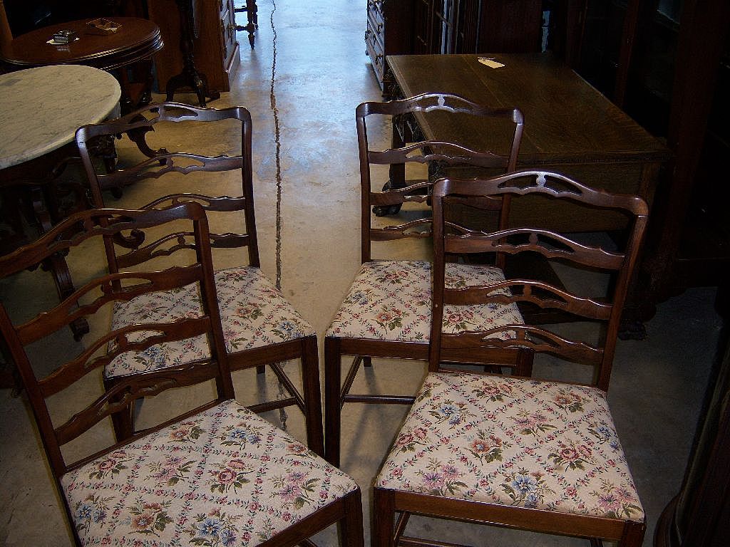 Dining Chairs, Chippendale Style Ribbon or Ladder Back, set of 4 Dining Chairs, Chippendale Style Ribbon or Ladder Back, set of 4