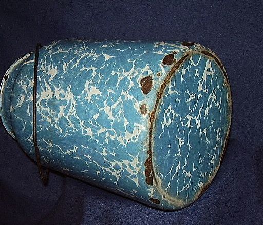 Blue White Swirl Graniteware Enamelware Milk Can Blue White Swirl Graniteware Enamelware Milk Can