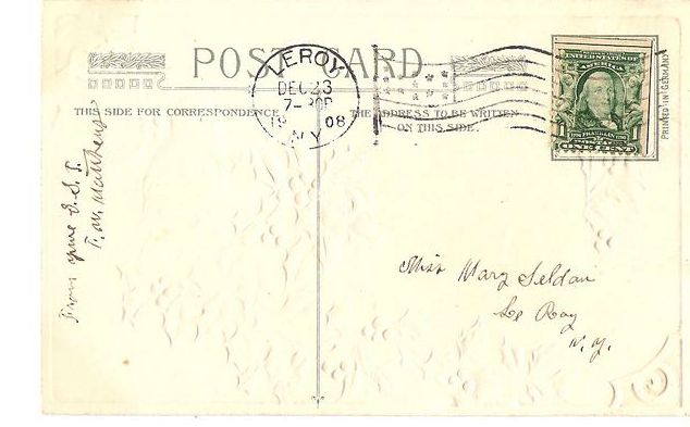 1908 Embossed Christmas Post Card - Snowy Woodland Cottage Scene 1908 Embossed Christmas Post Card - Snowy Woodland Cottage Scene