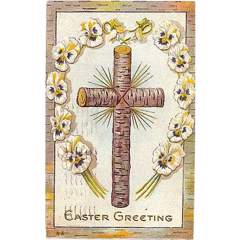 1911 Embossed Easter Wooden Cross Post Card 1911 Embossed Easter Wooden Cross Post Card