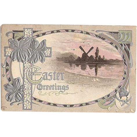 1911 Embossed Easter Post Card with Windmill 1911 Embossed Easter Post Card with Windmill