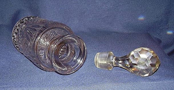 Clear Glass Pressed Fan Pattern Decanter or Vanity Bottle Clear Glass Pressed Fan Pattern Decanter or Vanity Bottle
