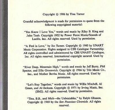 1986 Tina Turner Autobiography ~ "I, Tina - My Life Story" by Tina Turner with Kurt Loder 1986 Tina Turner Autobiography ~ "I, Tina - My Life Story" by Tina Turner with Kurt Loder
