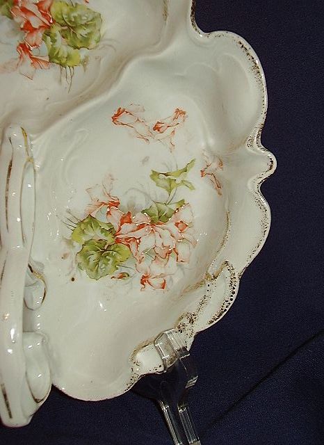 Porcelain Handpainted Moriage Florals Nappy Porcelain Handpainted Moriage Florals Nappy