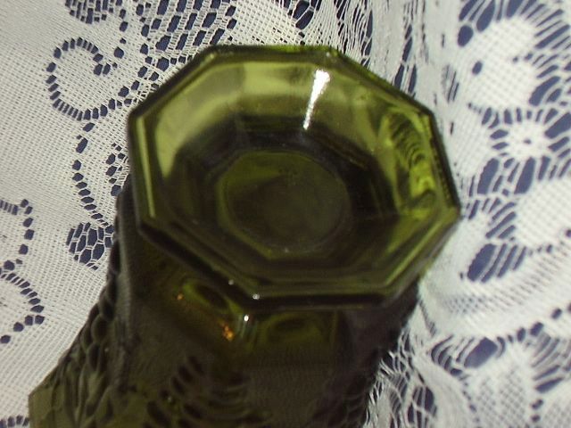 Anchor Hocking Paneled Grape Avocado Green Footed Vase Anchor Hocking Paneled Grape Avocado Green Footed Vase