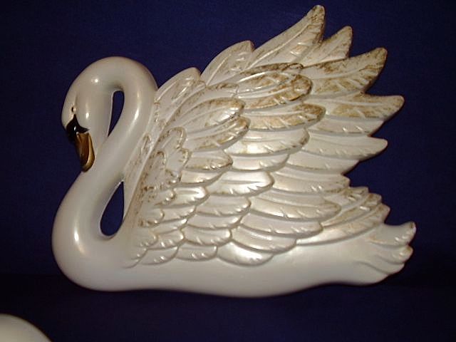 Miller Chalkware Swan Wall Plaques 1968 Miller Chalkware Swan Wall Plaques 1968