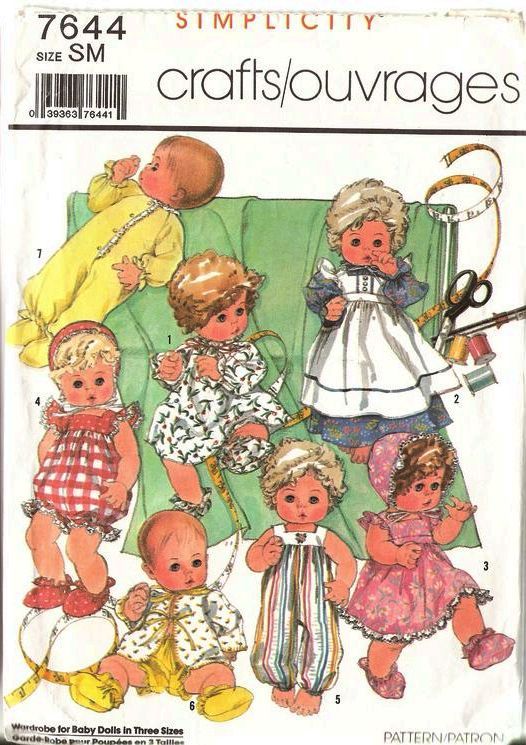 1986 Simplicity Tiny Tears and Dy Dee Baby Doll Clothes Pattern #7644 1986 Simplicity Tiny Tears and Dy Dee Baby Doll Clothes Pattern #7644