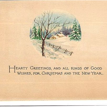 1918 Christmas & New Year Post Card ~ Gibson Art Co~ Snowy Cottage Scene 1918 Christmas & New Year Post Card ~ Gibson Art Co~ Snowy Cottage Scene