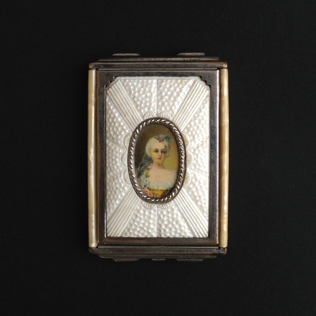 Art Deco Celluloid Marble French Woman Portrait Camera Compact by GIREY Art Deco Celluloid Marble French Woman Portrait Camera Compact by GIREY