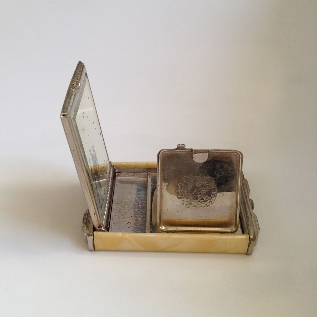 Art Deco Celluloid Marble French Woman Portrait Camera Compact by GIREY Art Deco Celluloid Marble French Woman Portrait Camera Compact by GIREY