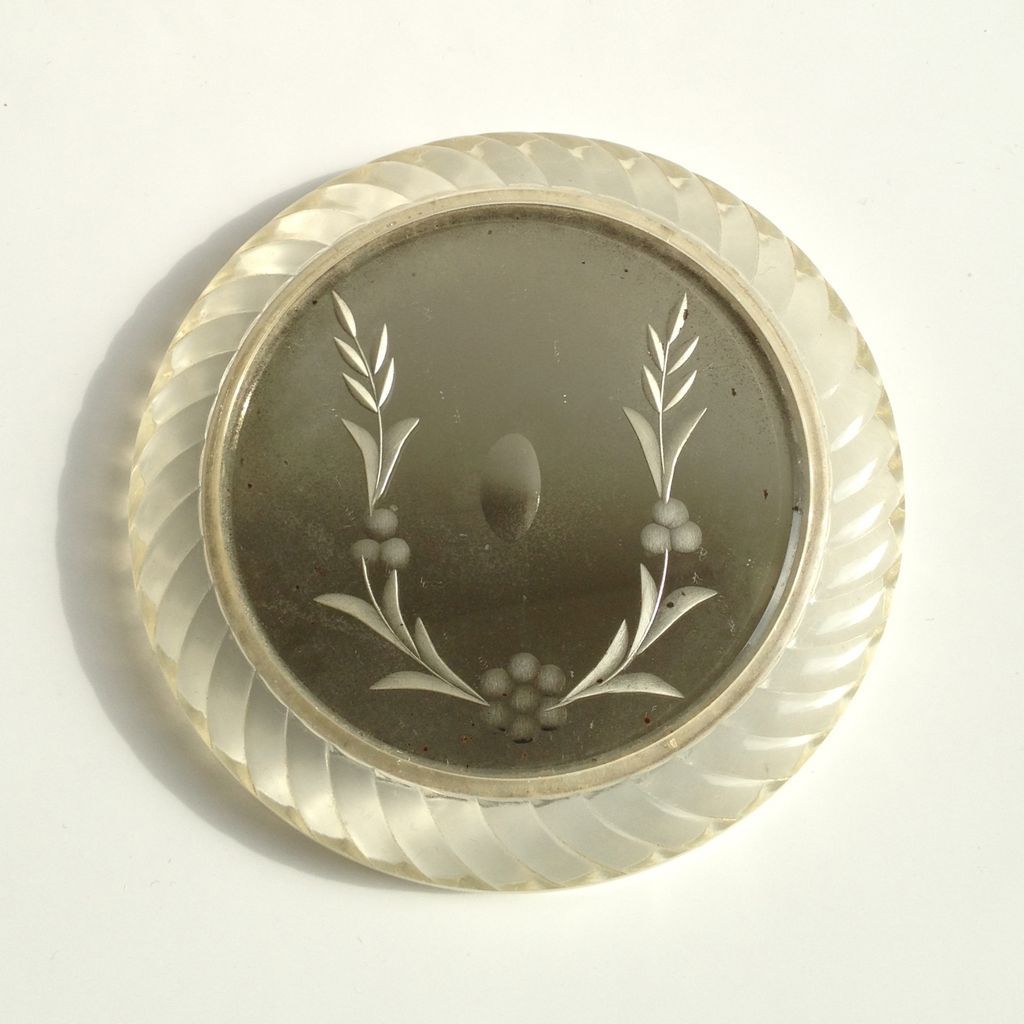 Lucite & Glass Mirrored Top Powder Jar c1950s Lucite & Glass Mirrored Top Powder Jar c1950s