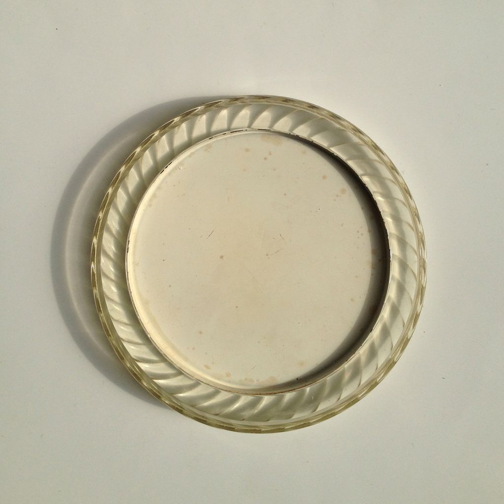 Lucite & Glass Mirrored Top Powder Jar c1950s Lucite & Glass Mirrored Top Powder Jar c1950s