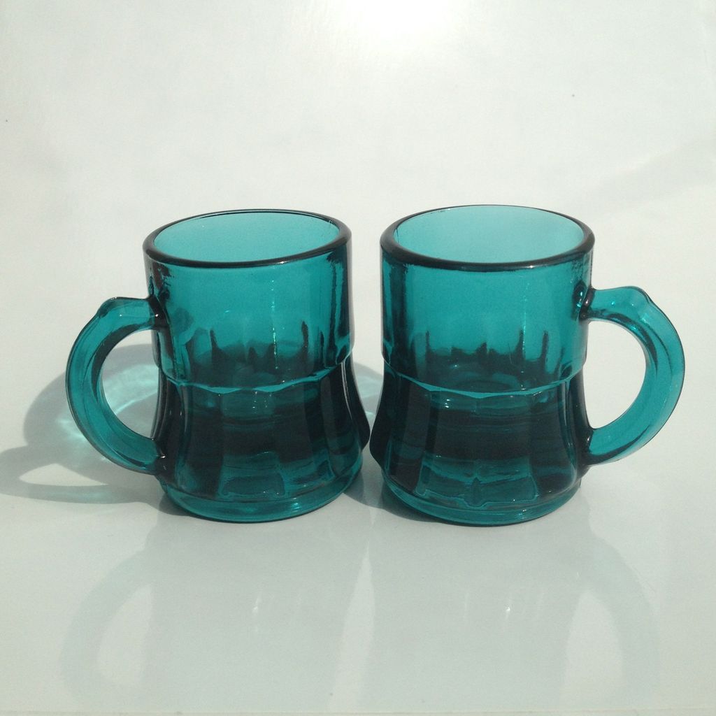 Pair of Heisey Glass Toothpick Holders in Teal Blue Pair of Heisey Glass Toothpick Holders in Teal Blue