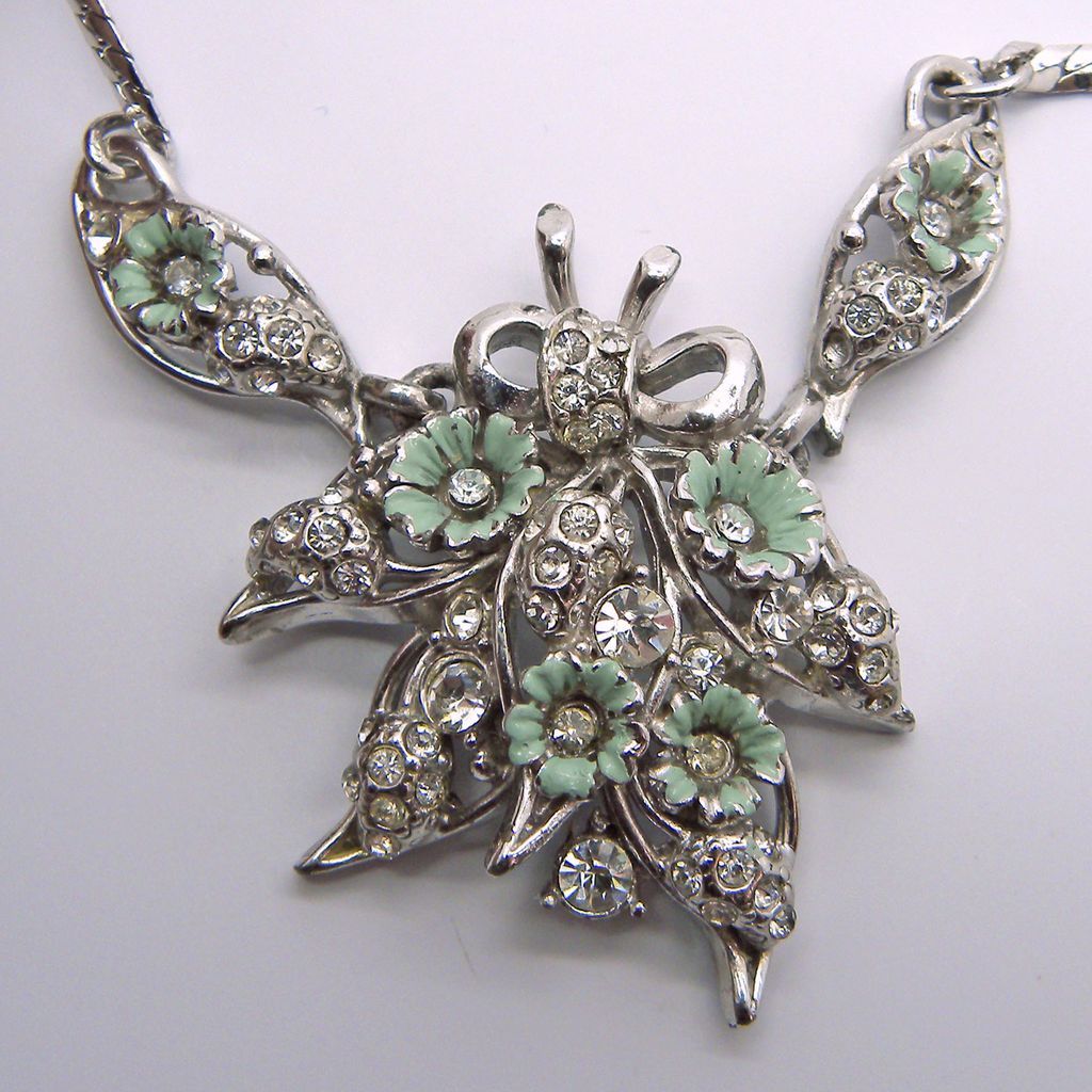 Hollycraft 1953 Floral Clear Rhinestone Necklace Hollycraft 1953 Floral Clear Rhinestone Necklace