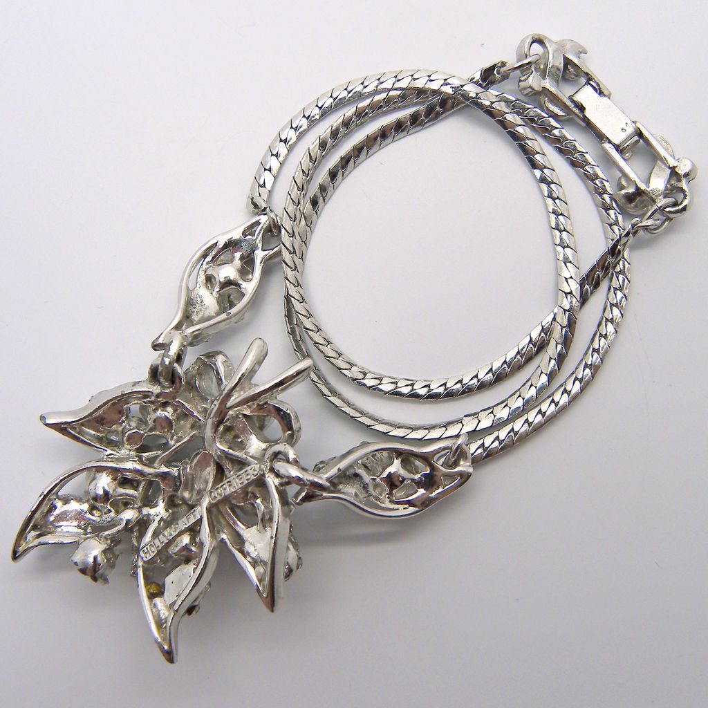 Hollycraft 1953 Floral Clear Rhinestone Necklace Hollycraft 1953 Floral Clear Rhinestone Necklace