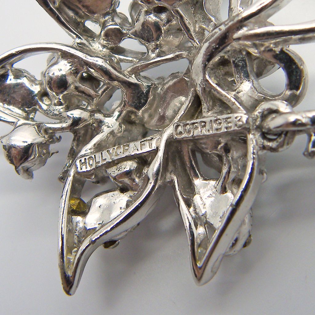 Hollycraft 1953 Floral Clear Rhinestone Necklace Hollycraft 1953 Floral Clear Rhinestone Necklace