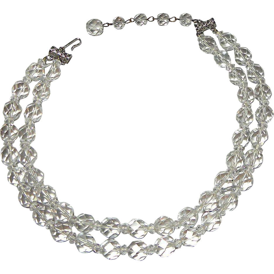 Hattie Carnegie 2 Strand Crystal Beads Necklace Hattie Carnegie 2 Strand Crystal Beads Necklace