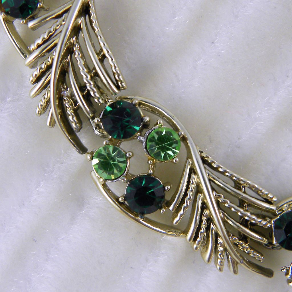 Coro Shades of Green Rhinestone Choker Necklace Coro Shades of Green Rhinestone Choker Necklace