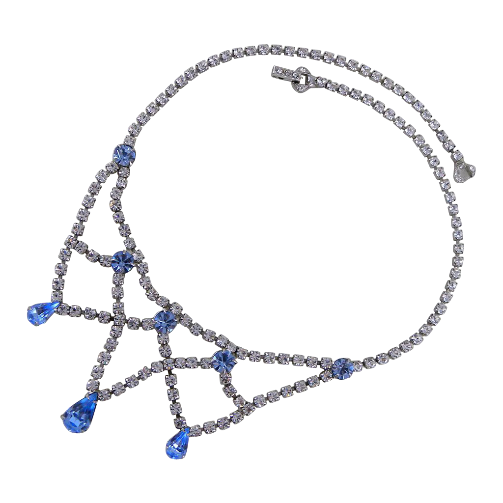 Wiesner Light Blue & Clear Rhinestone Choker Necklace Wiesner Light Blue & Clear Rhinestone Choker Necklace