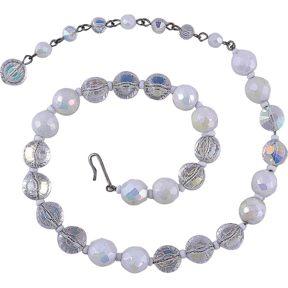 Hobe Crystal & White Beads Necklace Hobe Crystal & White Beads Necklace