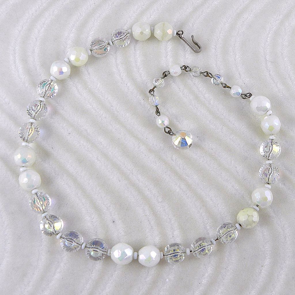 Hobe Crystal & White Beads Necklace Hobe Crystal & White Beads Necklace