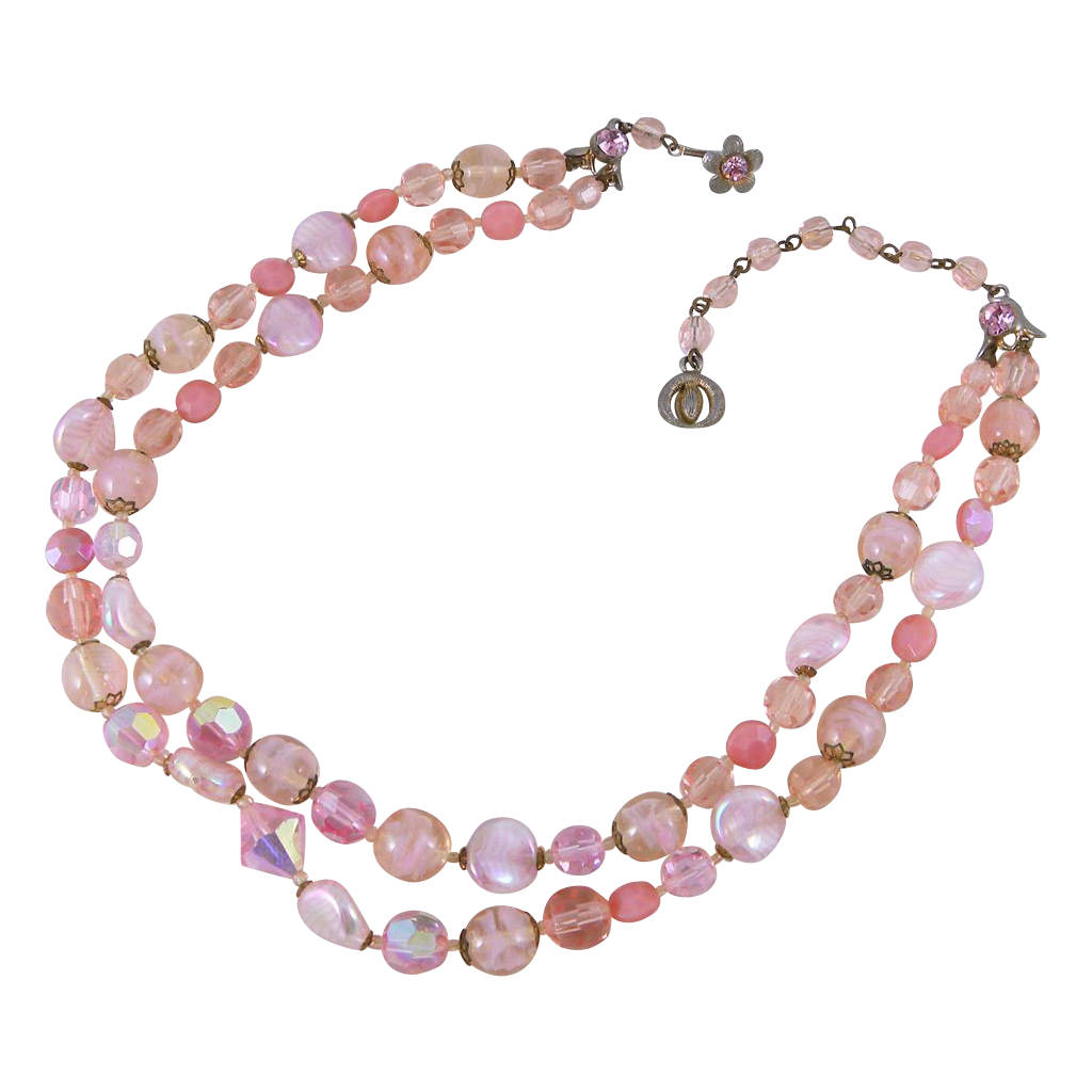 Regency Jewels Pink Beaded Two Strand Necklace Regency Jewels Pink Beaded Two Strand Necklace