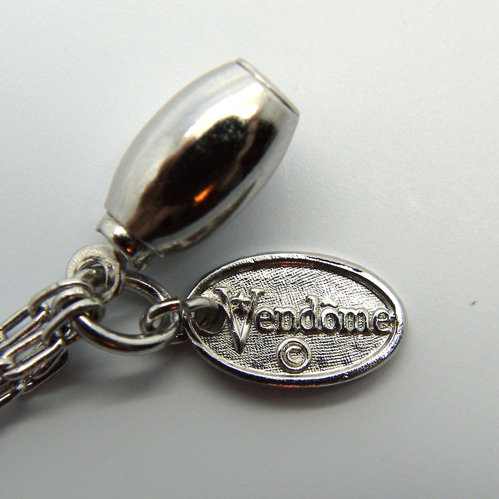 Vendome Three Strand Chain Necklace with White Accent Beads Vendome Three Strand Chain Necklace with White Accent Beads