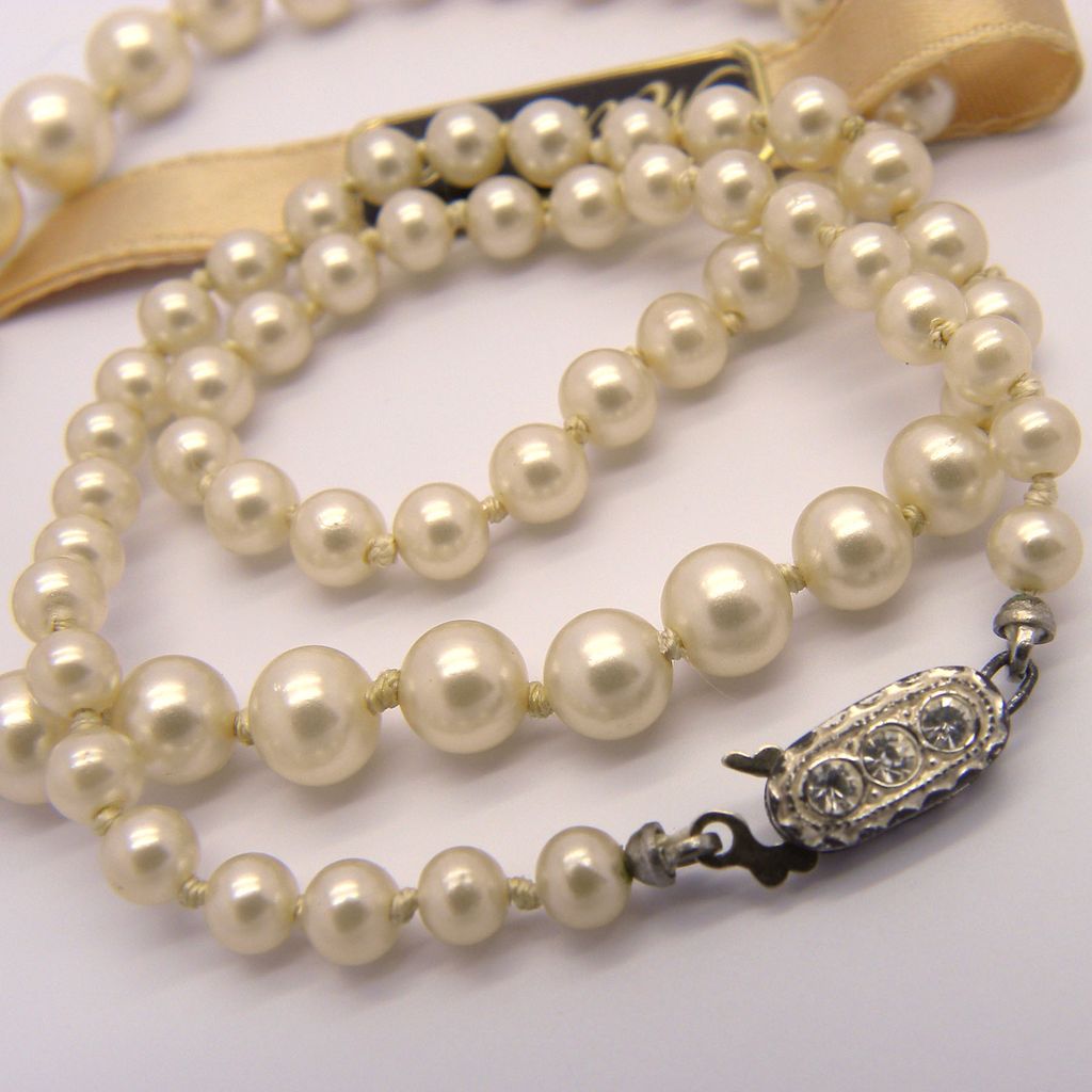 Marvella Faux Pearl Necklace with Sterling Rhinestone Clasp Marvella Faux Pearl Necklace with Sterling Rhinestone Clasp