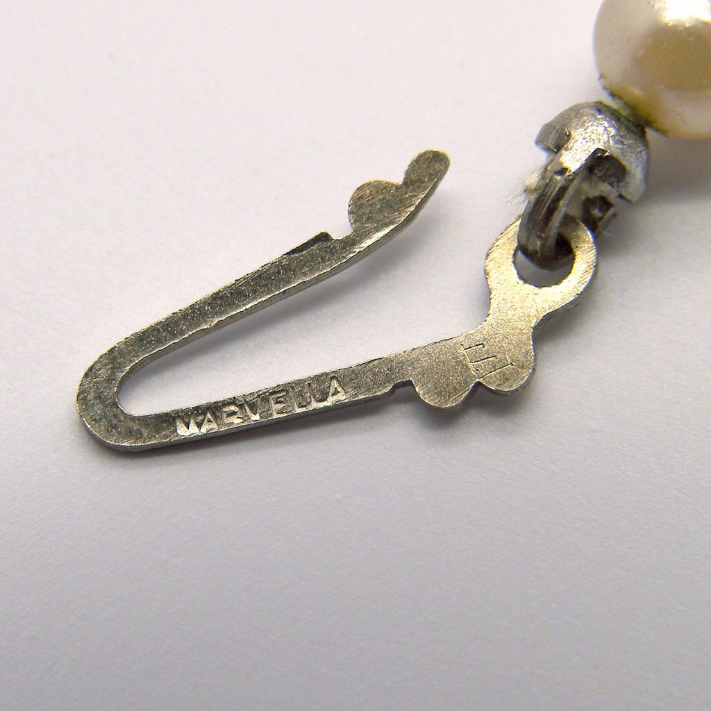 Marvella Faux Pearl Necklace with Sterling Rhinestone Clasp Marvella Faux Pearl Necklace with Sterling Rhinestone Clasp