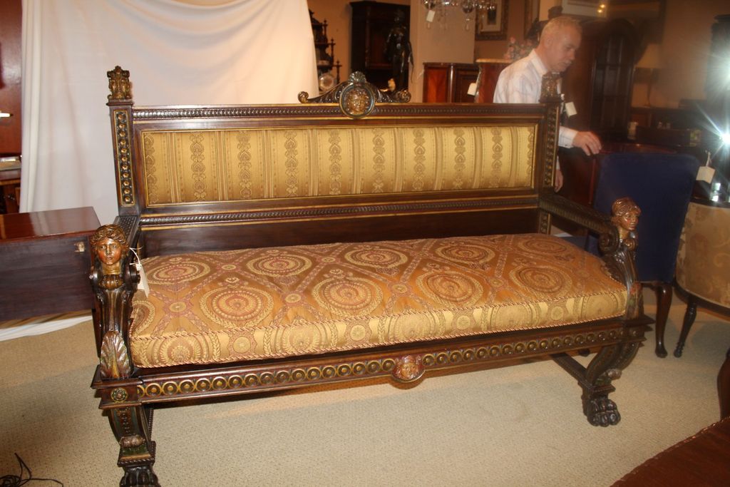 18th Italian Painted Heavily Carved Long Bench with Exceptionally Rare Detail 18th Italian Painted Heavily Carved Long Bench with Exceptionally Rare Detail