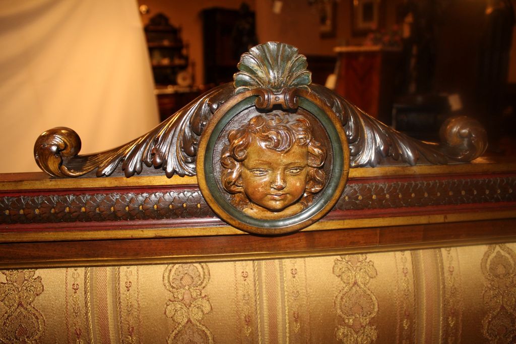 18th Italian Painted Heavily Carved Long Bench with Exceptionally Rare Detail 18th Italian Painted Heavily Carved Long Bench with Exceptionally Rare Detail