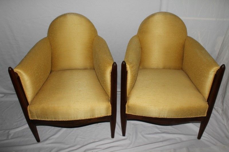 French Classic Pair of Art Deco Library Club Living Room Chairs Circa 1925's French Classic Pair of Art Deco Library Club Living Room Chairs Circa 1925's