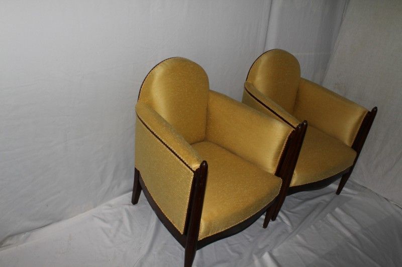 French Classic Pair of Art Deco Library Club Living Room Chairs Circa 1925's French Classic Pair of Art Deco Library Club Living Room Chairs Circa 1925's