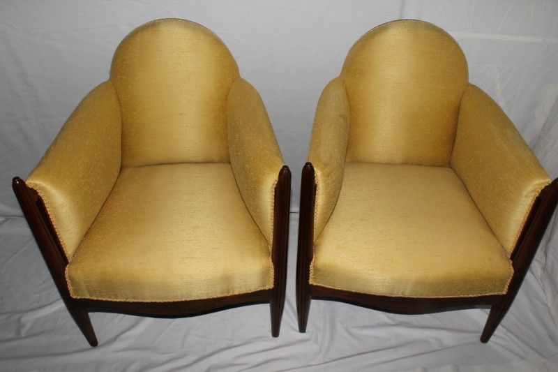 French Classic Pair of Art Deco Library Club Living Room Chairs Circa 1925's French Classic Pair of Art Deco Library Club Living Room Chairs Circa 1925's