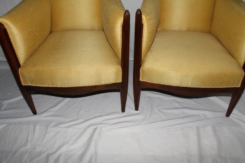 French Classic Pair of Art Deco Library Club Living Room Chairs Circa 1925's French Classic Pair of Art Deco Library Club Living Room Chairs Circa 1925's