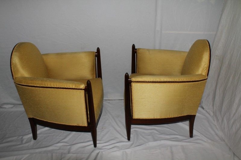 French Classic Pair of Art Deco Library Club Living Room Chairs Circa 1925's French Classic Pair of Art Deco Library Club Living Room Chairs Circa 1925's