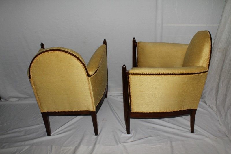 French Classic Pair of Art Deco Library Club Living Room Chairs Circa 1925's French Classic Pair of Art Deco Library Club Living Room Chairs Circa 1925's