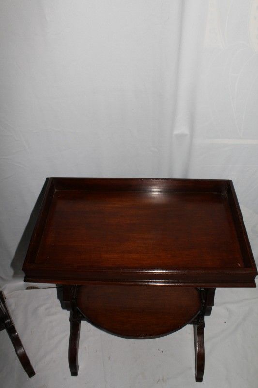 English Regency Style Mahogany End Tables with Lyre Supports. Circa 1920's English Regency Style Mahogany End Tables with Lyre Supports. Circa 1920's