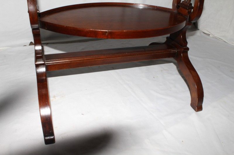English Regency Style Mahogany End Tables with Lyre Supports. Circa 1920's English Regency Style Mahogany End Tables with Lyre Supports. Circa 1920's