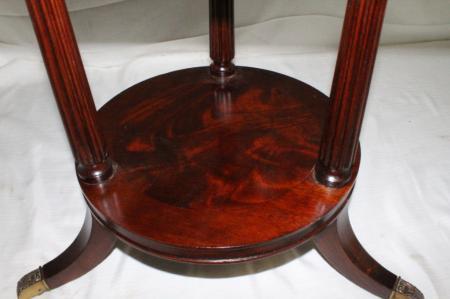 English Classic Regency Hexagonal Tables with Pierced Brass Gallery, Circa1920 English Classic Regency Hexagonal Tables with Pierced Brass Gallery, Circa1920