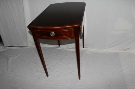 English Regency Style Mahogany Drop Leaf Table, Banded with Inlaid, Circa 1920's English Regency Style Mahogany Drop Leaf Table, Banded with Inlaid, Circa 1920's