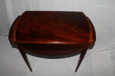 English Regency Style Mahogany Drop Leaf Table, Banded with Inlaid, Circa 1920's English Regency Style Mahogany Drop Leaf Table, Banded with Inlaid, Circa 1920's